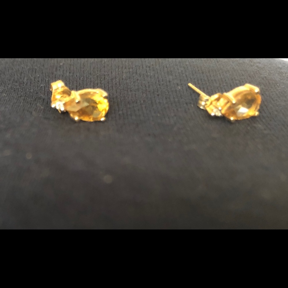 Pear shaped citrine and diamond earrings
